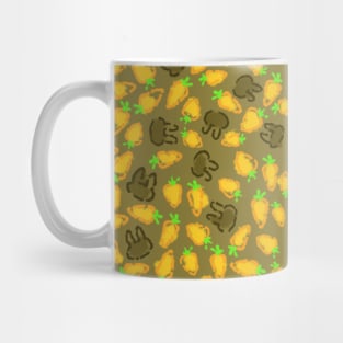 Brown Bunnies and Orange Carrots on Brown Easter Mug